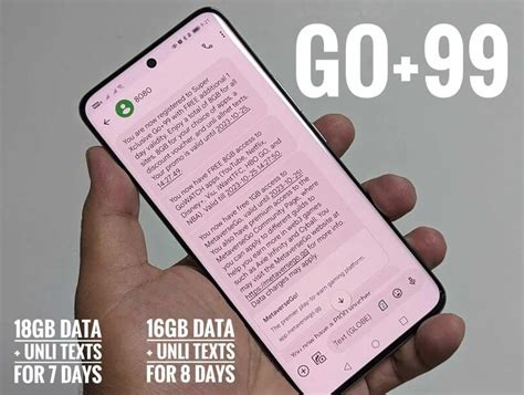Globe Go+99 Now with 18GB Data and 8 Days Validity for.